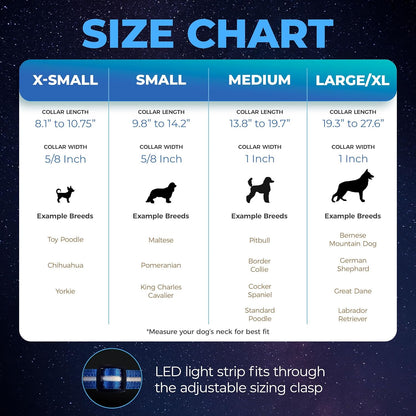 ' Safety LED Dog Collar – USB Rechargeable with Water Resistant Flashing Light